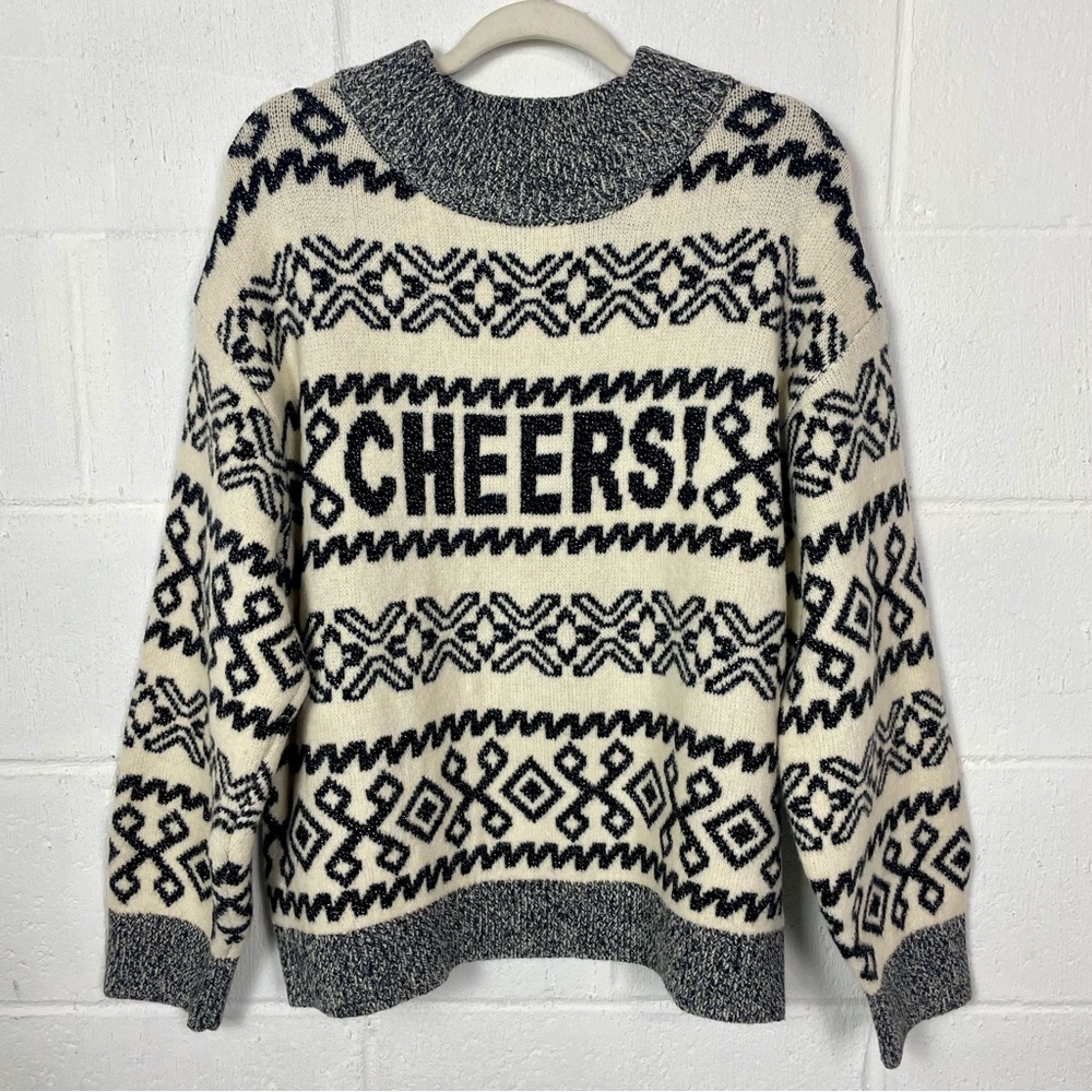 A New Day Faux Cashmere Holiday Sweater Oversized Mockneck‎ Nordic New Years XL